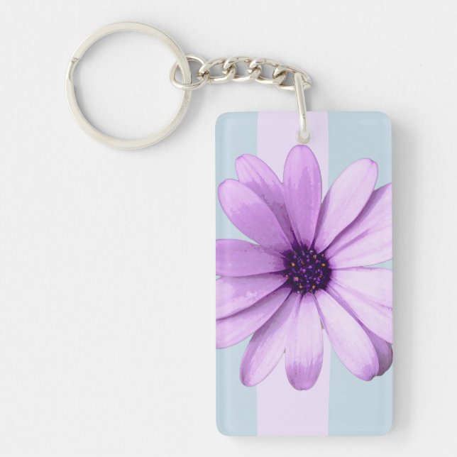 Blue and Purple Daisy Pattern Keychain (Front)