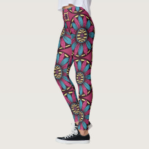 Blue and Purple Daisy Pattern Leggings