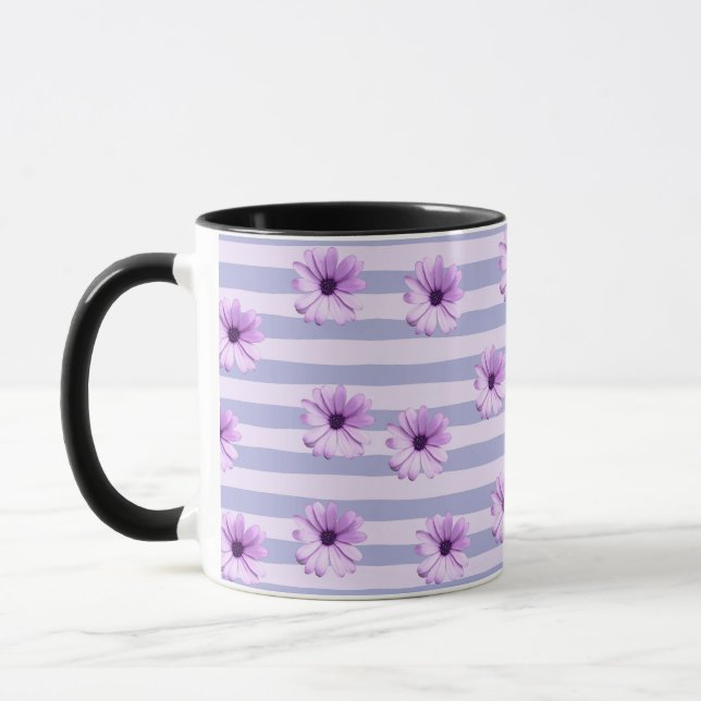 Blue and Purple Daisy Pattern Mug (Left)