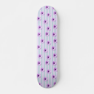 Blue and Purple Daisy Pattern Skateboard