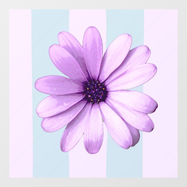 Blue and Purple Daisy Pattern Window Cling (Sheet)
