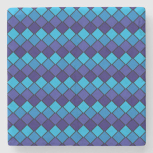 Blue and Purple Diamond Checked Square Coaster