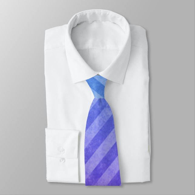 Blue and Purple Faded Stripes Tie (Tied)