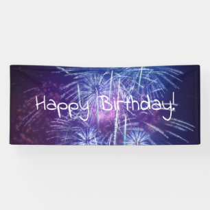 blue and purple firework  birthday banner