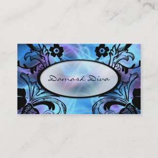 Blue and Purple Floral Flourish Business Card
