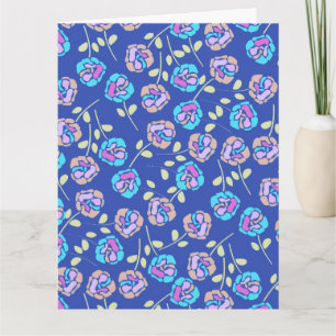 Blue and Purple Floral Pattern Card
