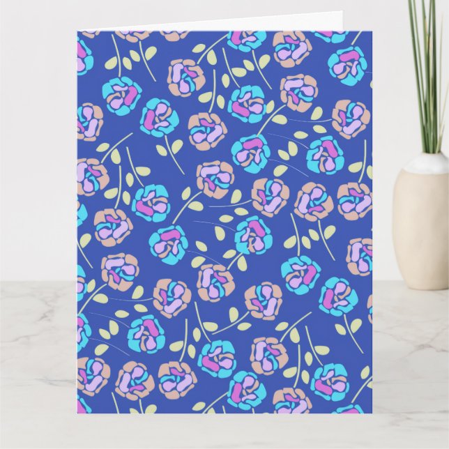 Blue and Purple Floral Pattern Card (Front)