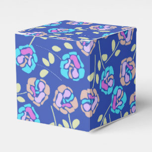Blue and Purple Floral Pattern Favor Box