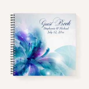 Blue and Purple Floral Wedding Guest Book