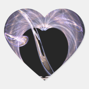 Blue and Purple Fractal Art Heart Heart Sticker