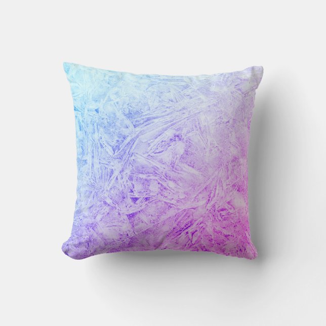 Blue and purple frost design throw pillow (Front)
