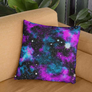 Blue and Purple Galaxy Cosmic Throw Pillow