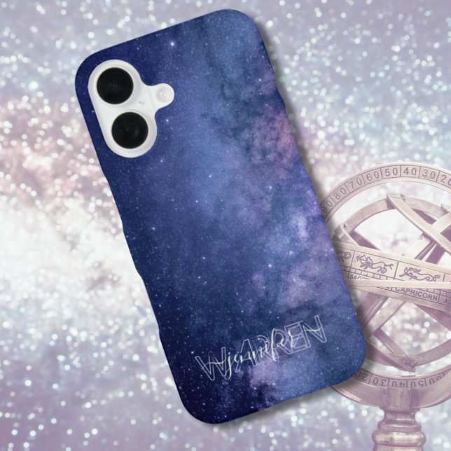 Blue and Purple Galaxy iPhone 16 Case (Customizable iPhone Case for Stargazers and Hobby Astronomers)