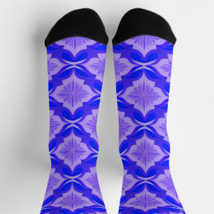Blue and Purple Geometric Floral Pattern Socks