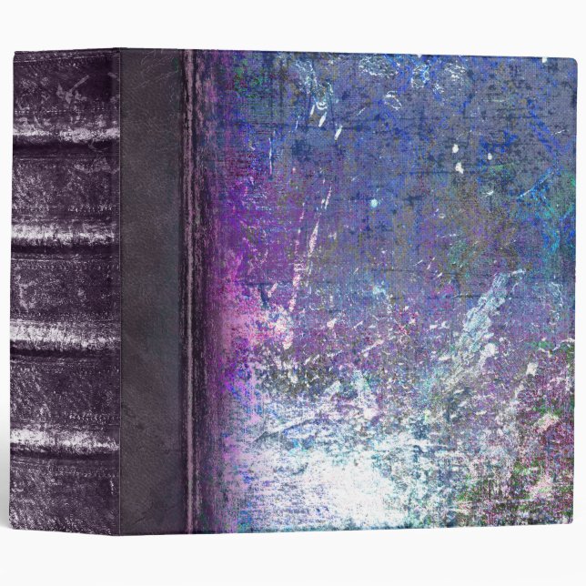 Blue and Purple Grunge Faux Leather Ancient Tome Binder (Front/Spine)
