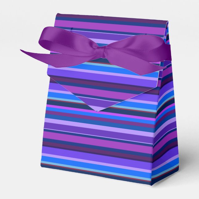 Blue and purple horizontal stripes favor box (Front Side)