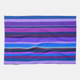 Blue and purple horizontal stripes kitchen towel