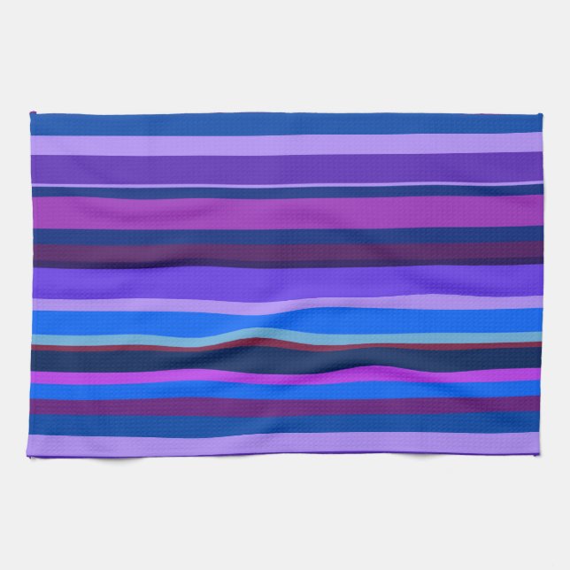 Blue and purple horizontal stripes kitchen towel (Horizontal)