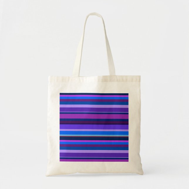 Blue and purple horizontal stripes tote bag (Front)