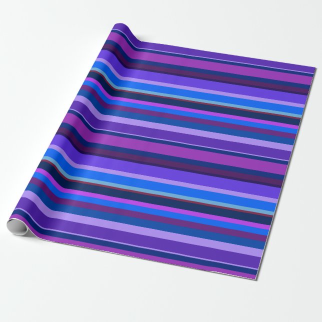 Blue and purple horizontal stripes wrapping paper (Unrolled)