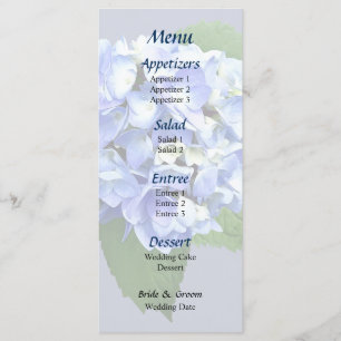 Blue and Purple Hydrangea Wedding Menu