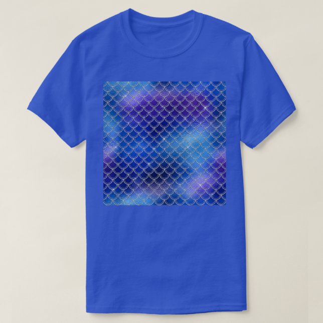 Blue and Purple Iridescent Silver Mermaid Dragon S T-Shirt (Design Front)