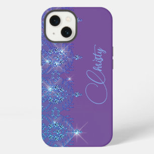  Blue and purple lace elegant sparkle diamond  iPhone 13 Case