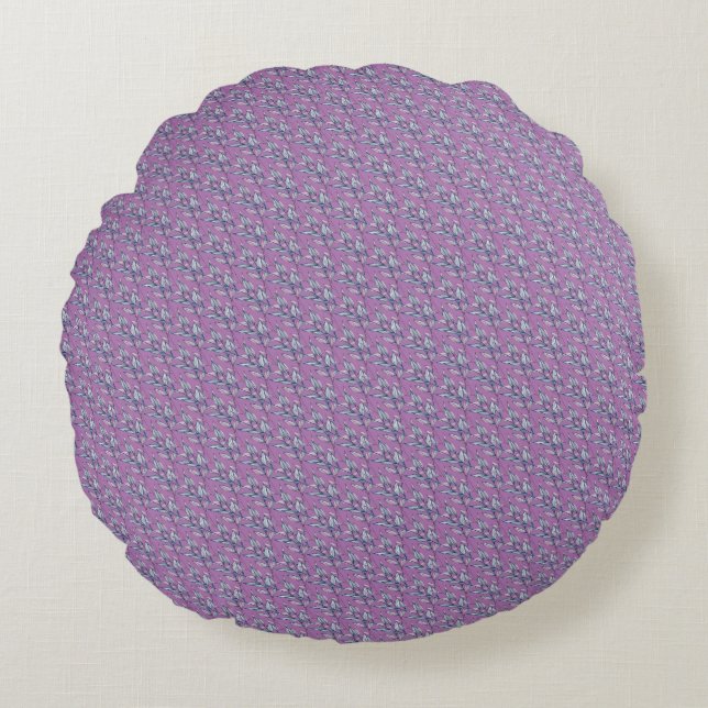 Blue and Purple Leaves  Round Pillow (Front)