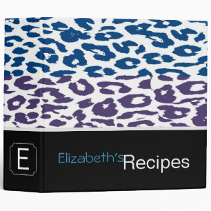 Blue and Purple Leopard Print Skin Stripe Pattern Binder