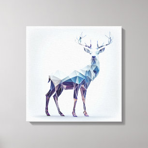 Blue and Purple Low Poly Geometric Deer Canvas Print