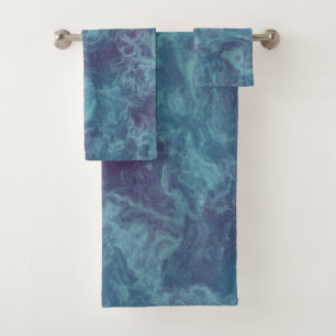 Blue and Purple Marble abstract Bath Towel Set