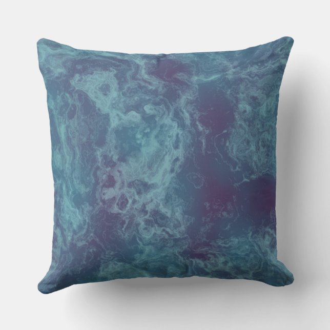 Blue and Purple Marble abstract Throw Pillow (Back)