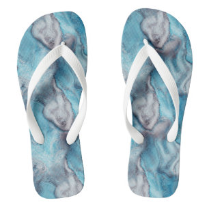 blue and purple Marble Swirl Abstract Flip Flops