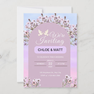 Blue and Purple Minimalist Wedding Invitation