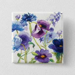 Blue and Purple Mixed Garden 2 Inch Square Button