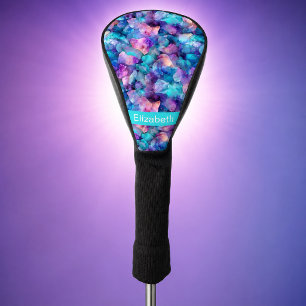 Blue and Purple Opal Crystal Personalized Golf Head Cover