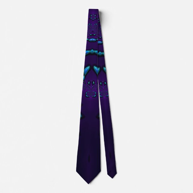 Blue and purple original fractal design tie (Front)