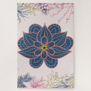 Blue and Purple Paisley Pattern Design Jigsaw Puzzle