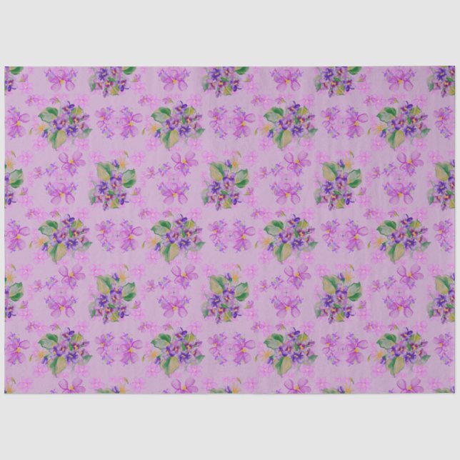 Blue and Purple Pansies Tissue Paper (Front)