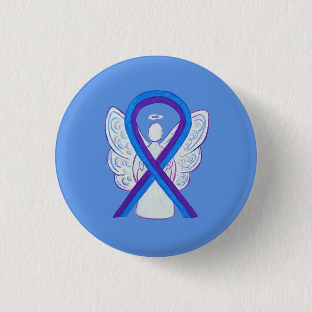 Blue and Purple Ribbon Awareness Angel Pins (Front)