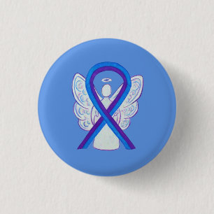 Blue and Purple Ribbon Awareness Angel Pins