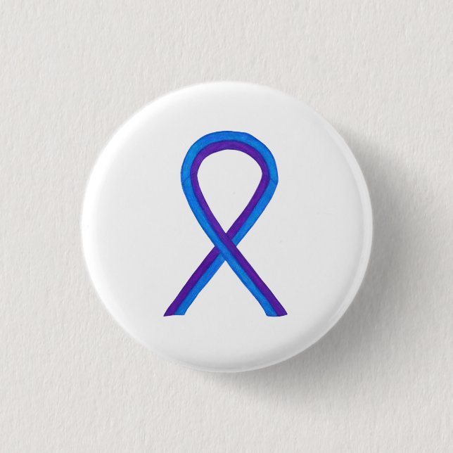 Blue and Purple Ribbon Awareness Custom Pins (Front)