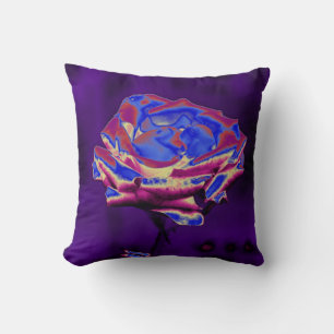 Blue and Purple Rose Pop Art Throw Pillow