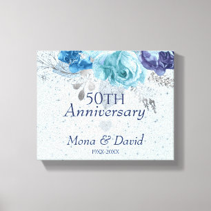 Blue And Purple Roses Canvas Print