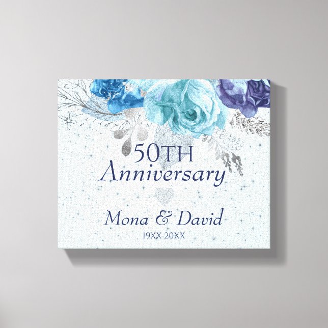 Blue And Purple Roses Canvas Print (Front)