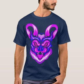 Blue And Purple Scary Evil Bat Halloween T-Shirt