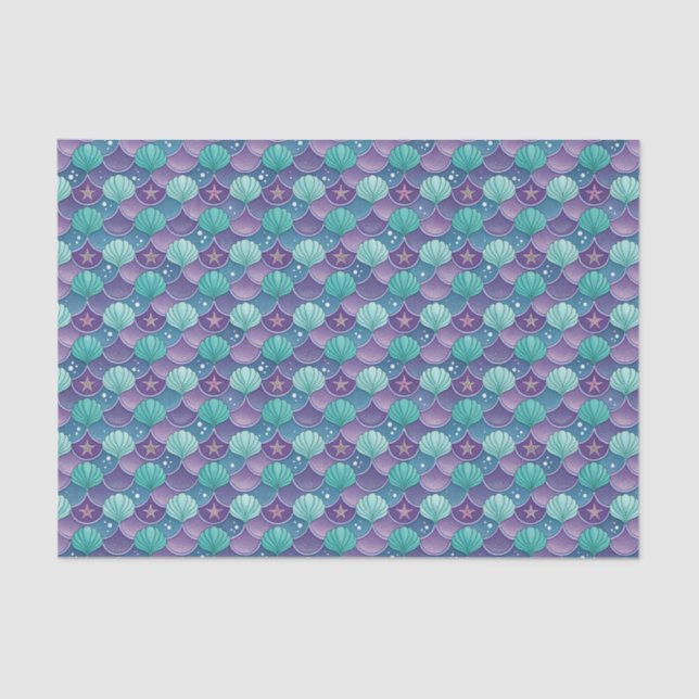 Blue And Purple Seashell  Tissue Paper (Front)