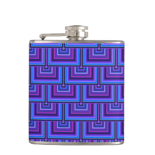 Blue and purple square scales hip flask
