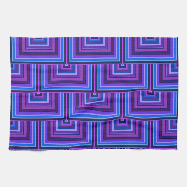 Blue and purple square scales kitchen towel (Horizontal)