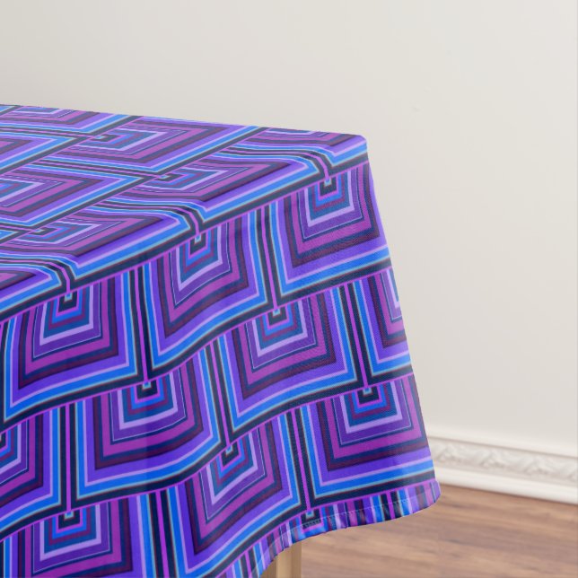 Blue and purple square scales tablecloth (In Situ)